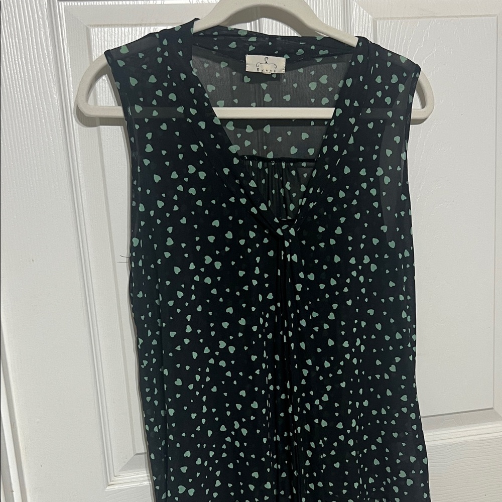 Black Sleeveless Dress with Green Polka Dots